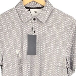 VRST Golf Polo Mens Small Gray White Logo Print Mesh Shirt Performance NWT